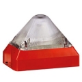 Flash PYRA Corpo a piramide rosso e lente trasparente 24V IP66 EN54.23